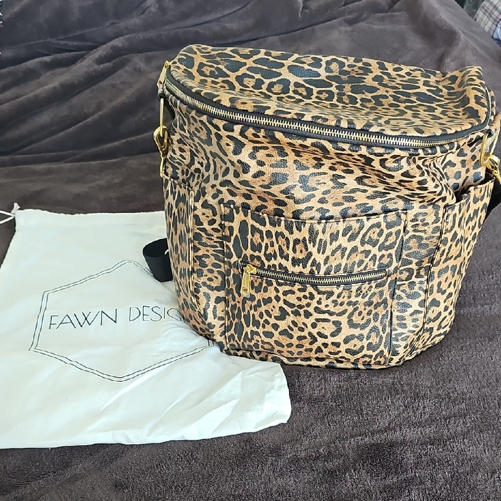 Fawn Design Leopard Pattern Bag with Gold Accents